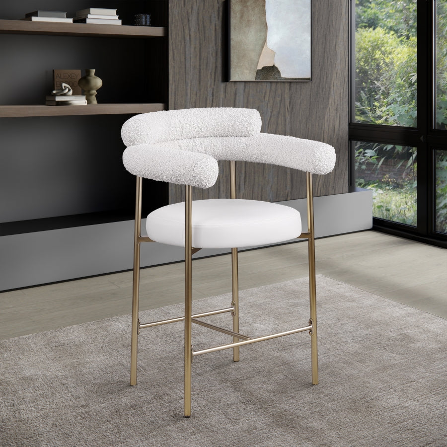 Blake Vegan Leather And Boucle Fabric Upholstered Counter Stool — 994-C - Cream - 994Cream-C alternate view 1