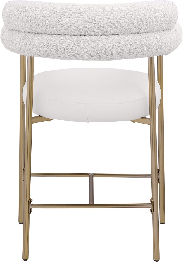 Blake Vegan Leather And Boucle Fabric Upholstered Counter Stool — 994-C - Cream - 994Cream-C alternate view 2