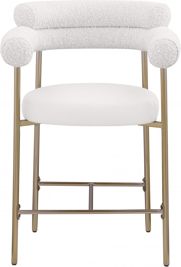 Blake Vegan Leather And Boucle Fabric Upholstered Counter Stool — 994-C - Cream - 994Cream-C alternate view 4