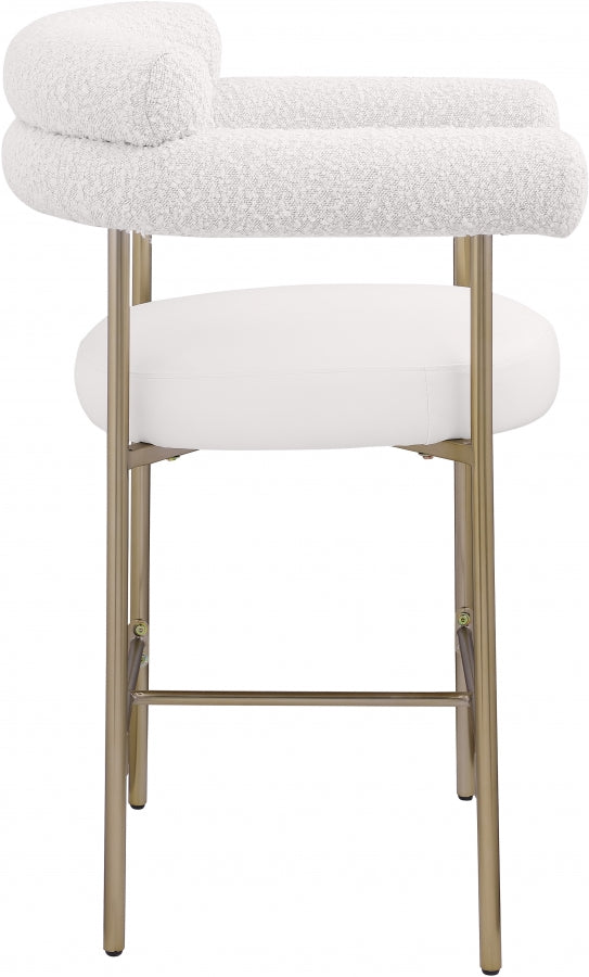 Blake Vegan Leather And Boucle Fabric Upholstered Counter Stool — 994-C - Cream - 994Cream-C alternate view 5