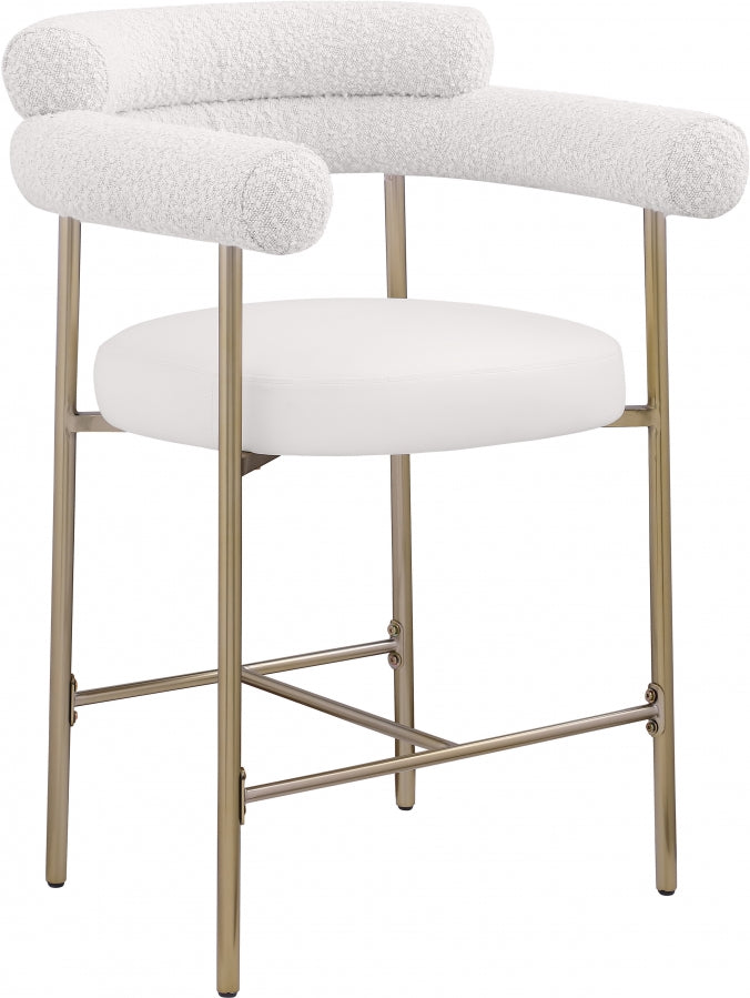Blake Vegan Leather And Boucle Fabric Upholstered Counter Stool — 994-C - Cream - 994Cream-C