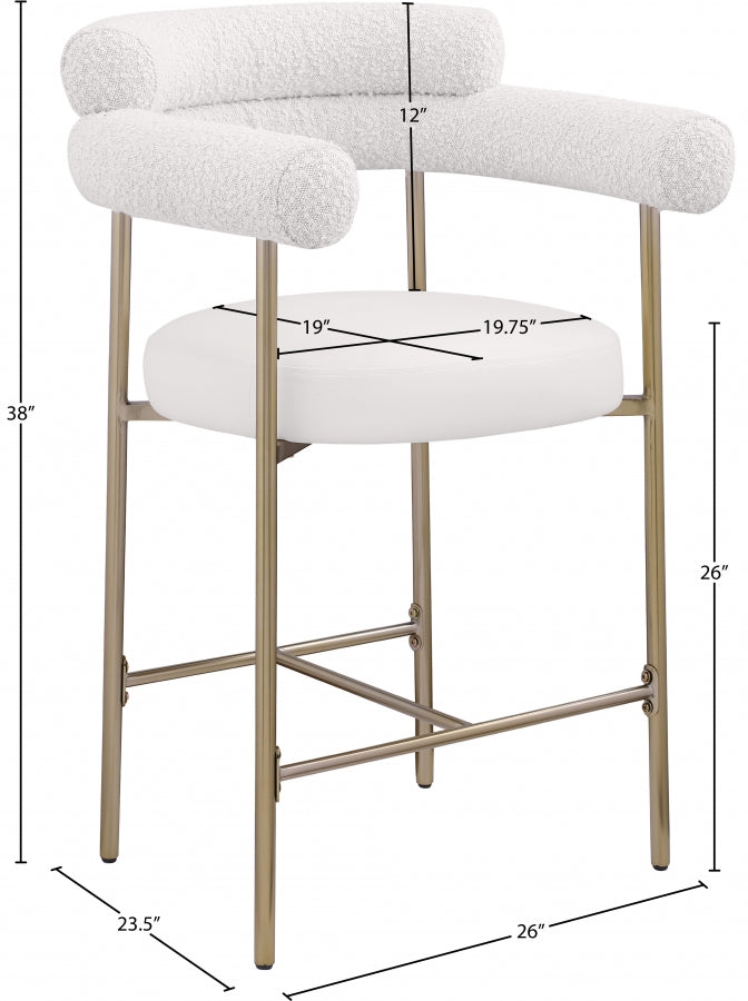 Blake Vegan Leather And Boucle Fabric Upholstered Counter Stool — 994-C - Cream - 994Cream-C Dim