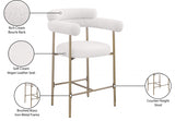 Blake Vegan Leather And Boucle Fabric Upholstered Counter Stool — 994-C - Cream - 994Cream-C Infographic