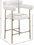 Blake Vegan Leather And Boucle Fabric Upholstered Counter Stool — 994-C - Cream - 994Cream-C Dim