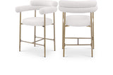 Blake Vegan Leather And Boucle Fabric Upholstered Counter Stool — 994-C - Cream - 994Cream-C Double Chair