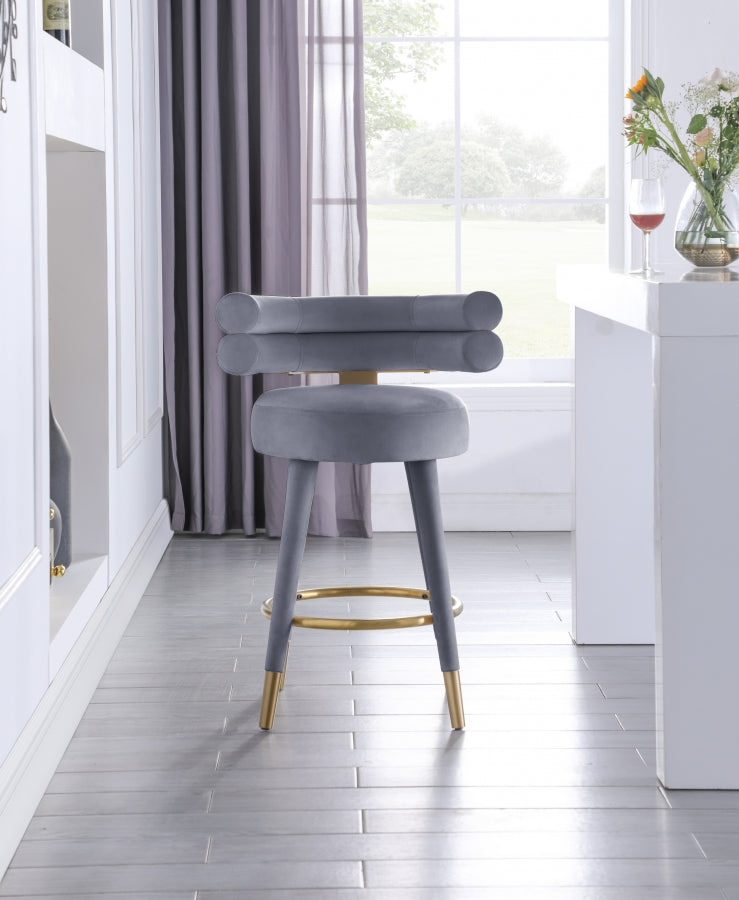 Fitzroy Velvet Upholstered Counter Stool — 798-C - Grey - 798Grey-C alternate view 2