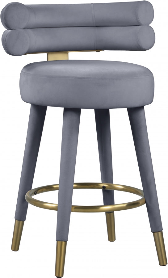Fitzroy Velvet Upholstered Counter Stool — 798-C - Grey - 798Grey-C