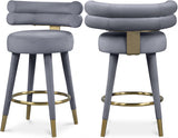 Fitzroy Velvet Upholstered Counter Stool — 798-C - Grey - 798Grey-C Double Chair