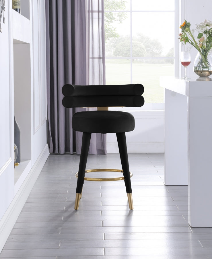 Fitzroy Velvet Upholstered Counter Stool — 798-C - Black - 798Black-C alternate view 2