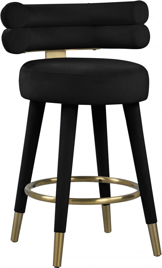 Fitzroy Velvet Upholstered Counter Stool — 798-C - Black - 798Black-C