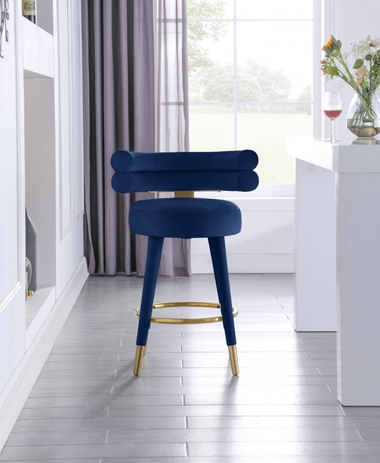 Fitzroy Velvet Upholstered Counter Stool — 798-C - Blue - 798Navy-C alternate view 2