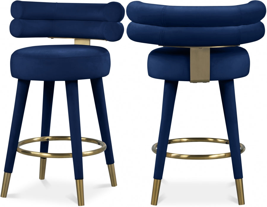 Fitzroy Velvet Upholstered Counter Stool — 798-C - Blue - 798Navy-C Double Chair