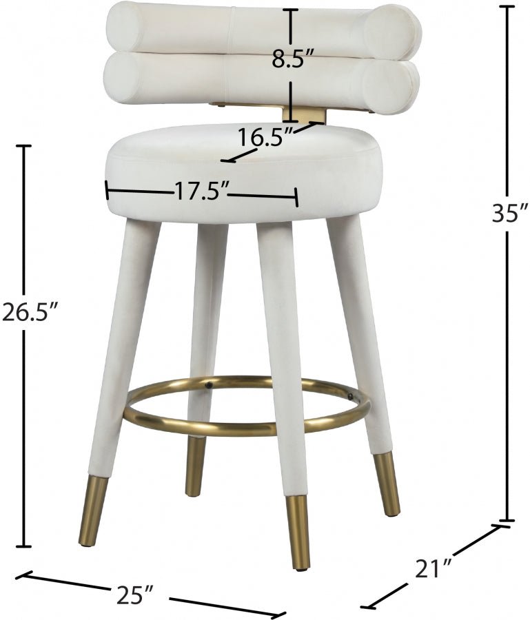 Fitzroy Velvet Upholstered Counter Stool — 798-C - Cream - 798Cream-C Dim