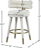 Fitzroy Velvet Upholstered Counter Stool — 798-C - Cream - 798Cream-C Dim