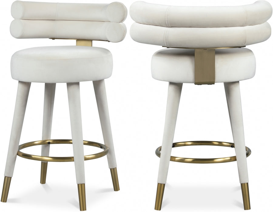 Fitzroy Velvet Upholstered Counter Stool — 798-C - Cream - 798Cream-C Double Chair