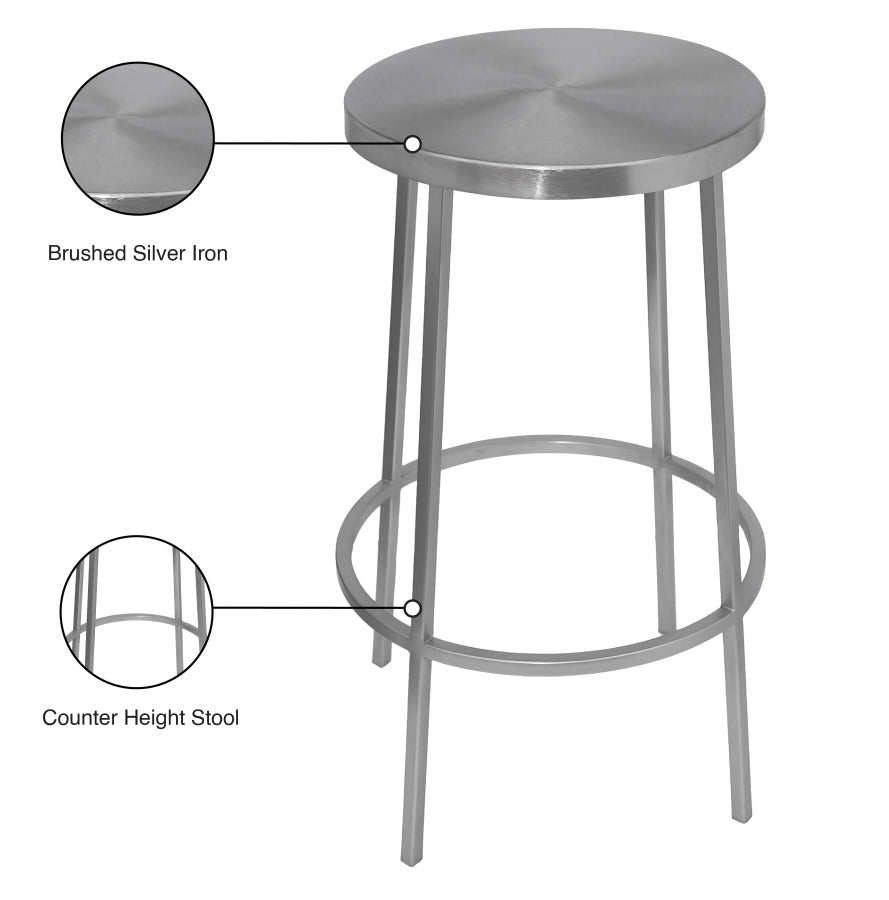 Tyson Iron Counter Stool — 949-C - Silver - 949Silver Infographic