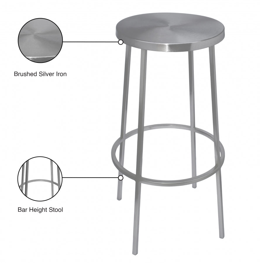 Tyson Iron Bar Stool — 950-C - Silver - 950Silver Infographic
