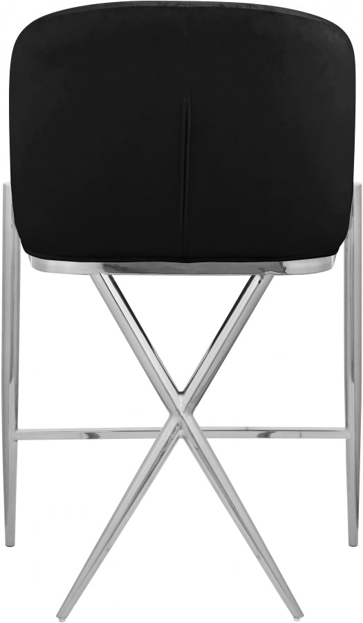 Xavier Velvet Upholstered Counter Stool — 866-C - Black - 866Black-C alternate view 2