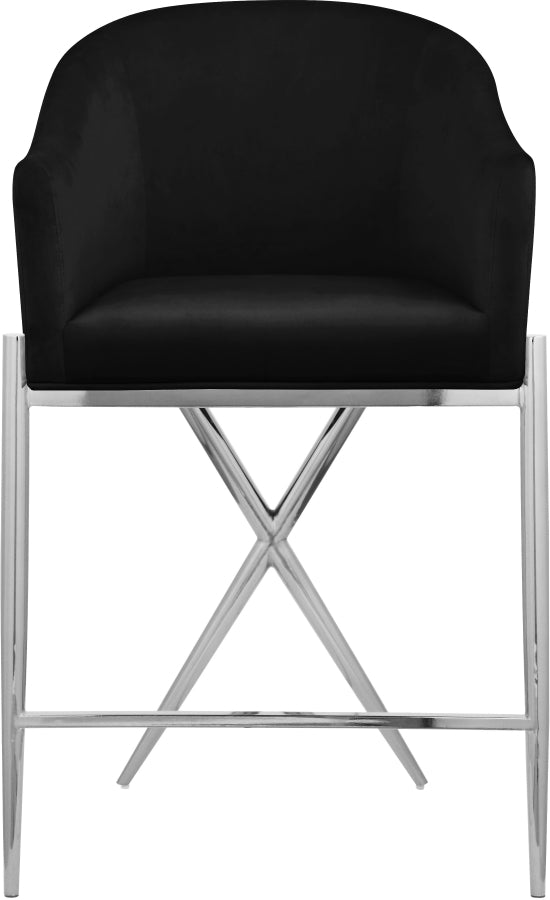 Xavier Velvet Upholstered Counter Stool — 866-C - Black - 866Black-C alternate view 3