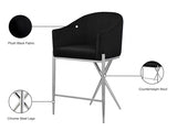 Xavier Velvet Upholstered Counter Stool — 866-C - Black - 866Black-C Infographic