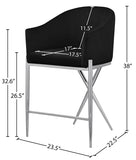 Xavier Velvet Upholstered Counter Stool — 866-C - Black - 866Black-C Dim