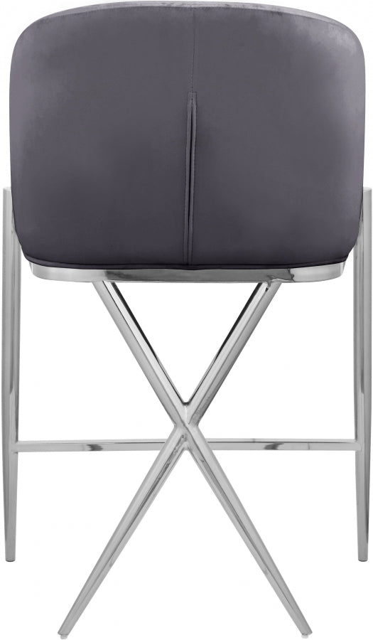 Xavier Velvet Upholstered Counter Stool — 866-C - Grey - 866Grey-C alternate view 2