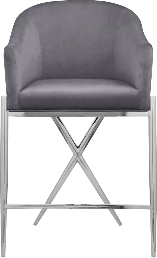 Xavier Velvet Upholstered Counter Stool — 866-C - Grey - 866Grey-C alternate view 3