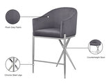 Xavier Velvet Upholstered Counter Stool — 866-C - Grey - 866Grey-C Infographic