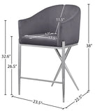 Xavier Velvet Upholstered Counter Stool — 866-C - Grey - 866Grey-C Dim