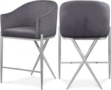 Xavier Velvet Upholstered Counter Stool — 866-C - Grey - 866Grey-C Double Chair