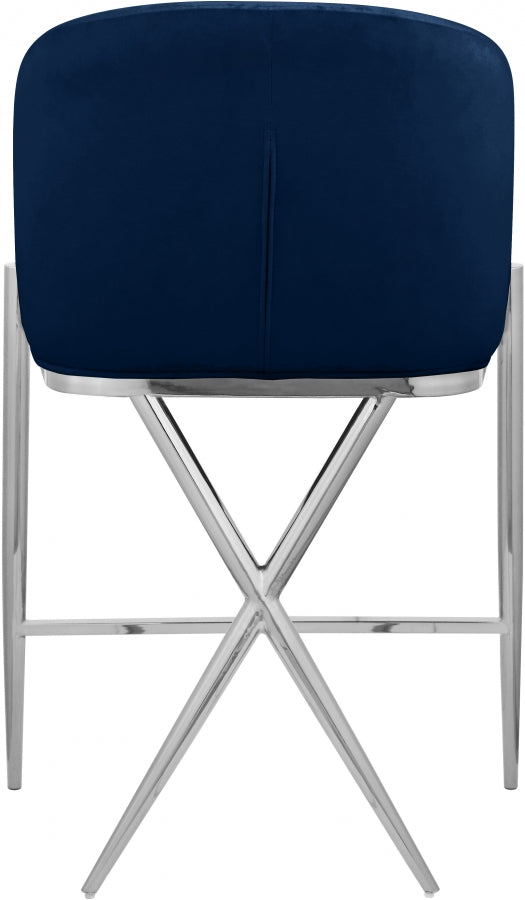 Xavier Velvet Upholstered Counter Stool — 866-C - Blue - 866Navy-C alternate view 2