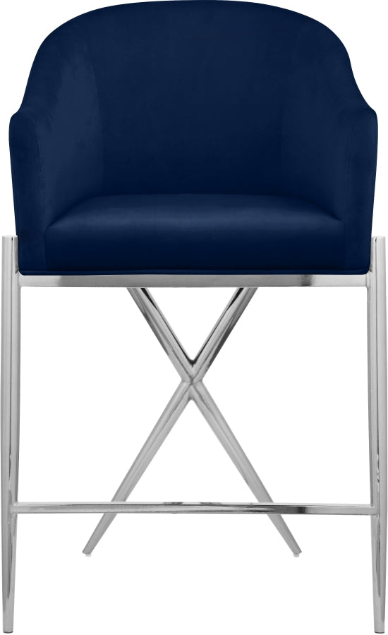 Xavier Velvet Upholstered Counter Stool — 866-C - Blue - 866Navy-C alternate view 3