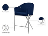 Xavier Velvet Upholstered Counter Stool — 866-C - Blue - 866Navy-C Infographic