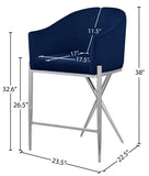 Xavier Velvet Upholstered Counter Stool — 866-C - Blue - 866Navy-C Dim