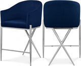 Xavier Velvet Upholstered Counter Stool — 866-C - Blue - 866Navy-C Double Chair