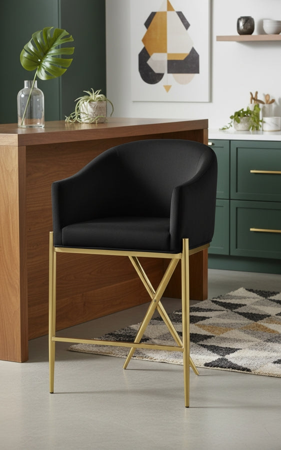 Xavier Velvet Upholstered Counter Stool — 867-C - Black - 867Black-C alternate view 1