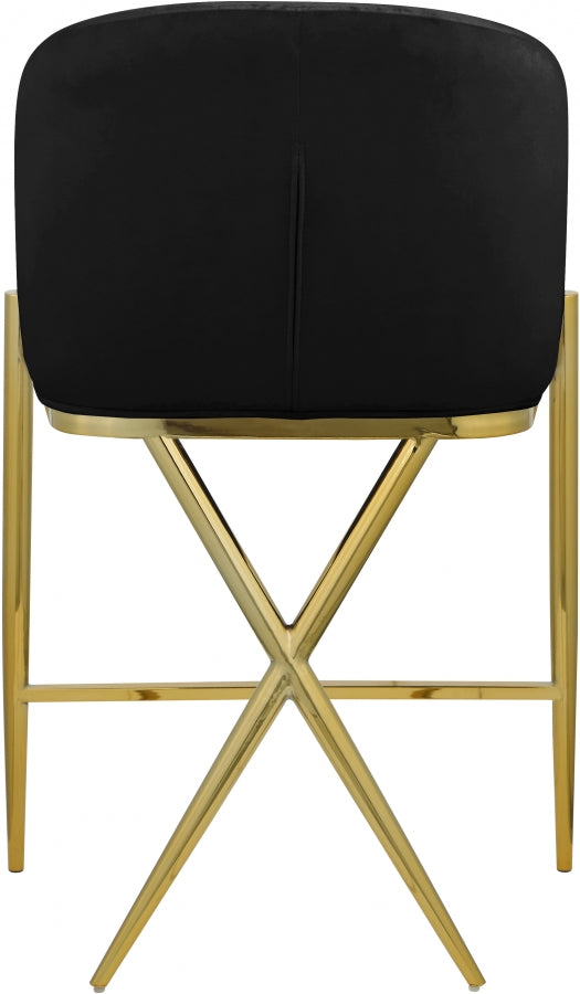 Xavier Velvet Upholstered Counter Stool — 867-C - Black - 867Black-C alternate view 2