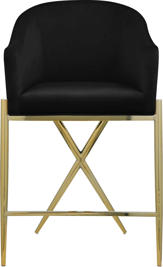 Xavier Velvet Upholstered Counter Stool — 867-C - Black - 867Black-C alternate view 3