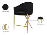 Xavier Velvet Upholstered Counter Stool — 867-C - Black - 867Black-C Infographic