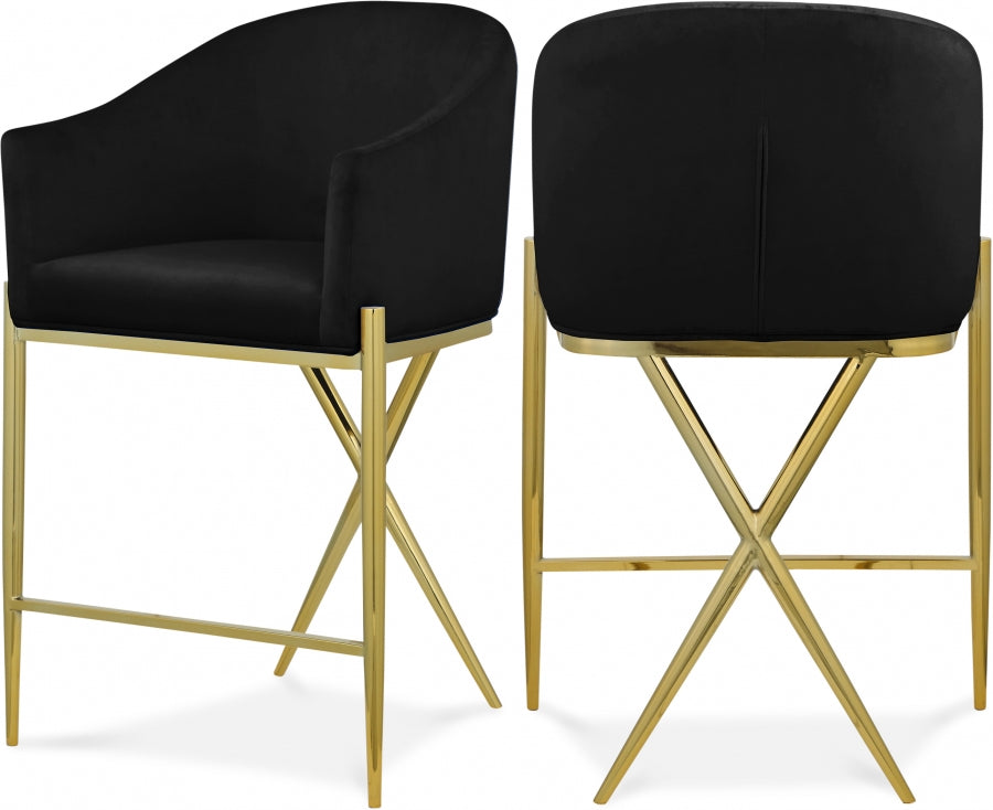 Xavier Velvet Upholstered Counter Stool — 867-C - Black - 867Black-C Double Chair