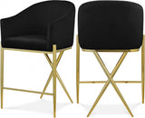 Xavier Velvet Upholstered Counter Stool — 867-C - Black - 867Black-C Double Chair