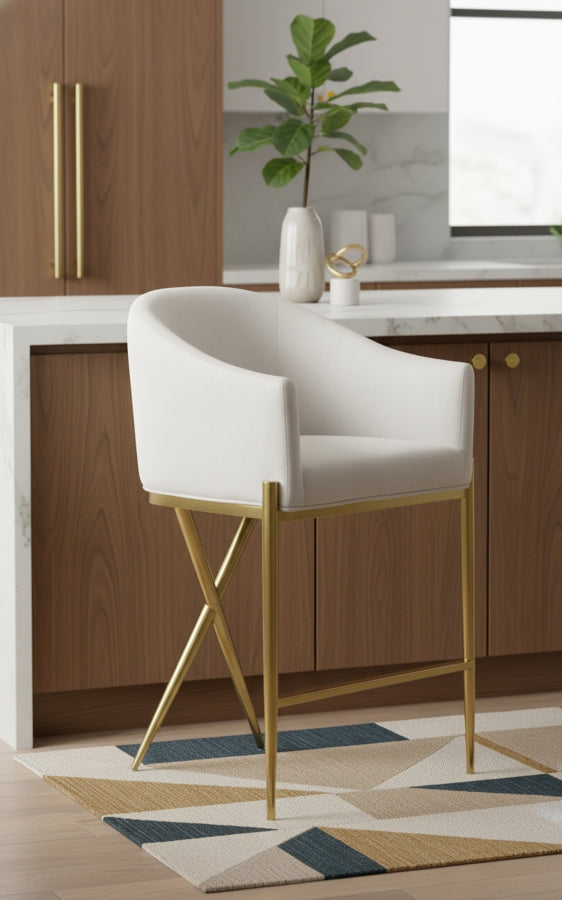 Xavier Velvet Upholstered Counter Stool — 867-C - Cream - 867Cream-C alternate view 1
