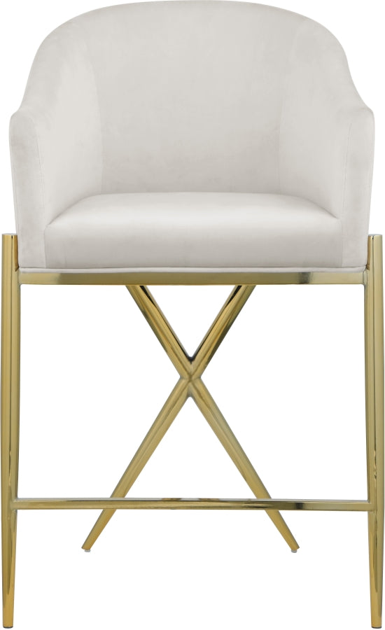 Xavier Velvet Upholstered Counter Stool — 867-C - Cream - 867Cream-C alternate view 3