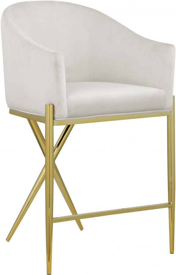 Xavier Velvet Upholstered Counter Stool — 867-C - Cream - 867Cream-C
