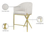 Xavier Velvet Upholstered Counter Stool — 867-C - Cream - 867Cream-C Infographic