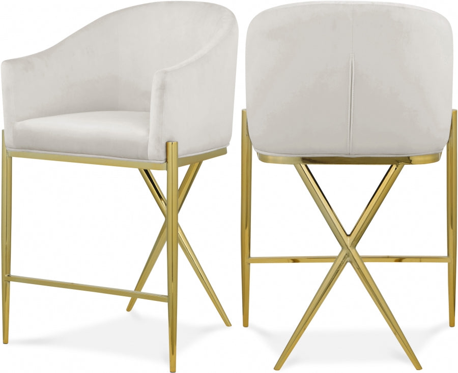 Xavier Velvet Upholstered Counter Stool — 867-C - Cream - 867Cream-C Double Chair