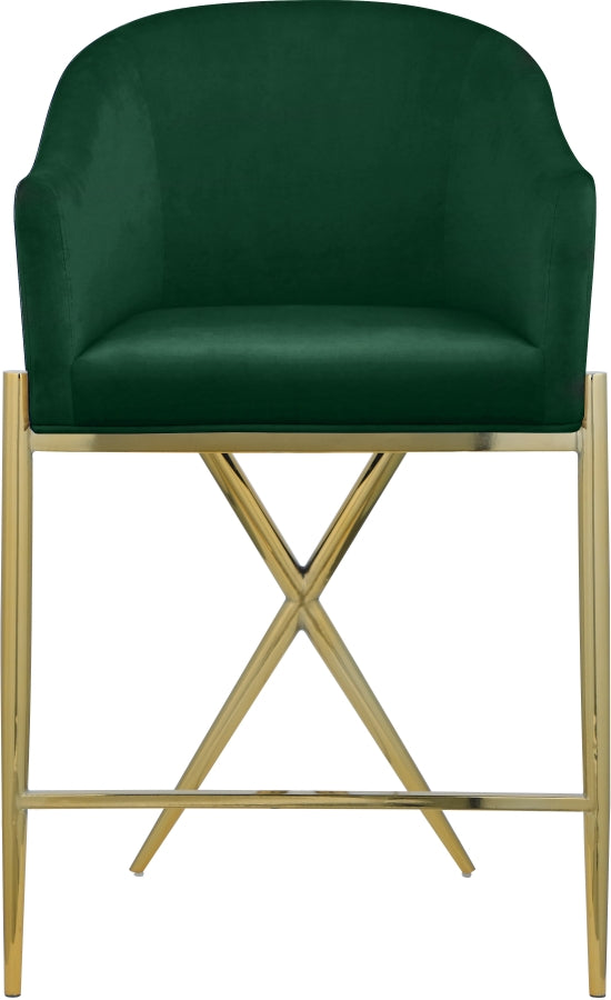 Xavier Velvet Upholstered Counter Stool — 867-C - Green - 867Green-C alternate view 3