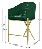 Xavier Velvet Upholstered Counter Stool — 867-C - Green - 867Green-C Dim