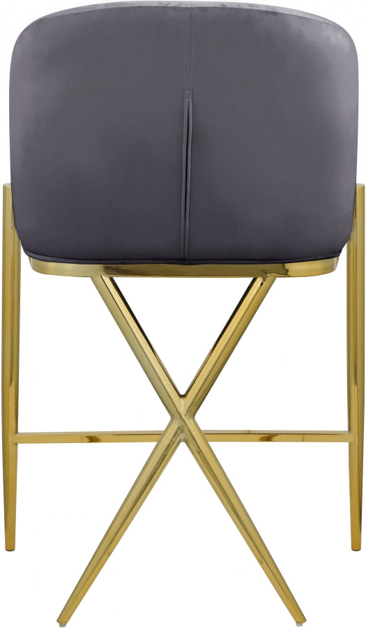 Xavier Velvet Upholstered Counter Stool — 867-C - Grey - 867Grey-C alternate view 2