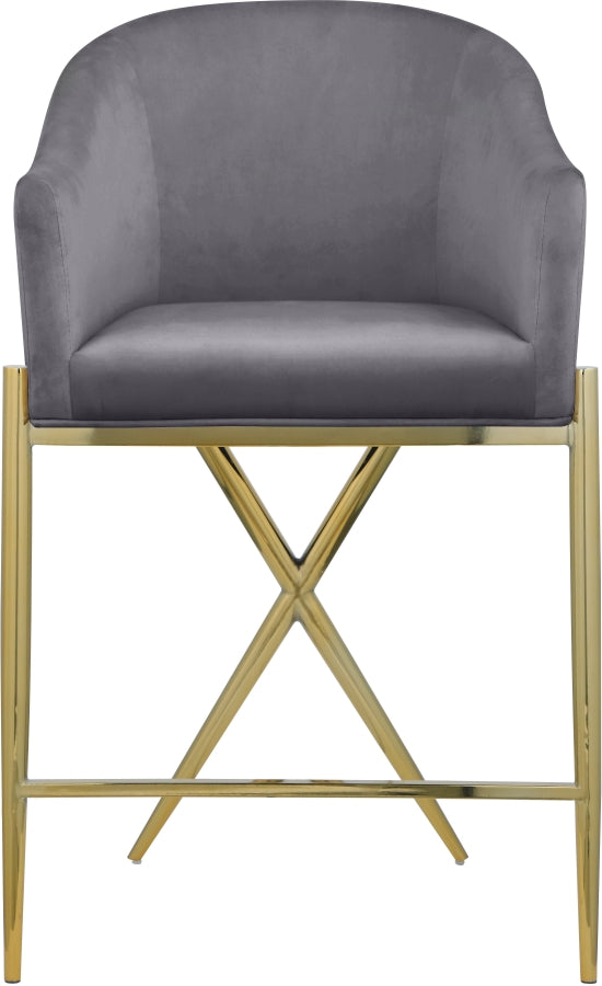 Xavier Velvet Upholstered Counter Stool — 867-C - Grey - 867Grey-C alternate view 3